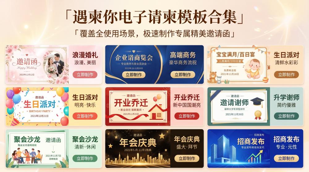 零经验也能秒会！全场景邀请函在线制作，照搬模板直接用